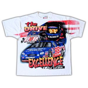 Vintage NASCAR AOP T-Shirt [L] Dale Jarrett (#88) Ford Quality Care 1998 90s